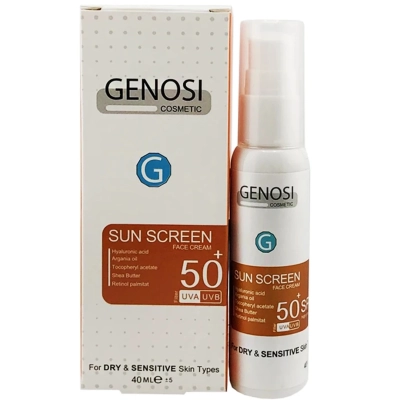 کرم ضد آفتاب بی رنگ SPF50 مناسب پوست خشک و حساس گنوسی